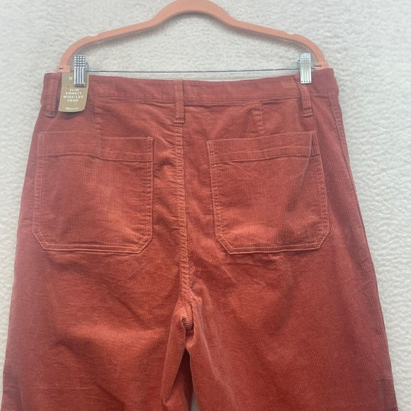 Madewell Pants Womens 32 Orange Corduroy Slim Emmett Wide Leg Crop High Rise - Picture 8 of 15